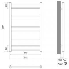 Полотенцесушитель электрический Lemark Ursus LM72810EBL П10 500x800 чёрный