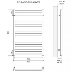 Полотенцесушитель Lemark Bellario LM68810 П10 500x800 хром