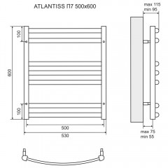 Полотенцесушитель электрический Lemark Atlantiss LM32607REBL П7 500x600 чёрный