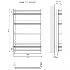 Полотенцесушитель электрический Lemark Luna LM41810E П10 500x800 хром