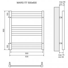 Полотенцесушитель Lemark Mars LM35607 П7 500x600 хром