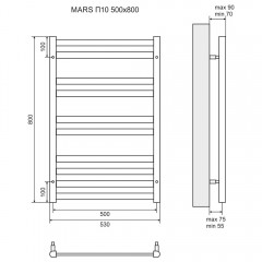 Полотенцесушитель Lemark Mars LM35810 П10 500x800 хром
