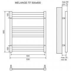 Полотенцесушитель Lemark Melange LM49607 П7 500x600 хром