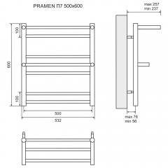 Полотенцесушитель электрический Lemark Pramen LM33607E П7 500x600 хром
