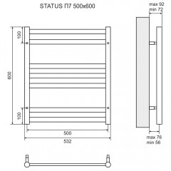 Полотенцесушитель электрический Lemark Status LM44607E П7 500x600 хром