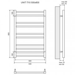 Полотенцесушитель Lemark Unit LM45810BL П10 500x800 чёрный