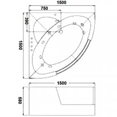 Ванна акриловая WeltWasser Plauer 150x150 WT