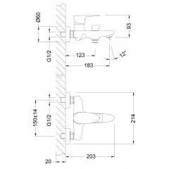 Смеситель для ванны Lemark Nero LM0214C