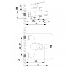 Смеситель для ванны Lemark Luna LM4102C