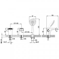 Смеситель на борт ванны Lemark Shift LM4345C
