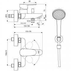 Смеситель для ванны Ideal Standard Cerafine BC706XG