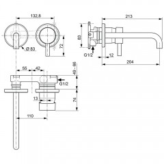 Смеситель для раковины встраиваемый Ideal Standard Ceraline A6938XG