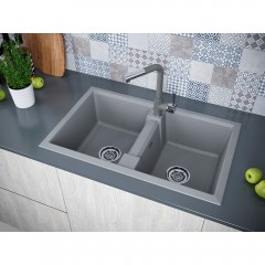 Мойка кухонная Paulmark Tandem PM238150-GRM