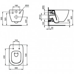 Унитаз подвесной Ideal Standard Tesi AquaBlade T0079V3