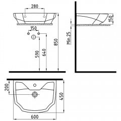 Раковина накладная Bien Fracture FRLG06001VD1W3000