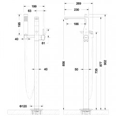 Смеситель для ванны напольный Bravat Arc F66061K-B3-ENG