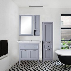 Тумба с раковиной ASB-Woodline Гранда 85 grigio массив ясеня