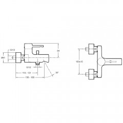 Смеситель для ванны Jacob Delafon Cuff E45532-CP
