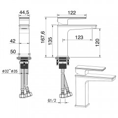 Смеситель для раковины Felice 3030 B cromo bianco