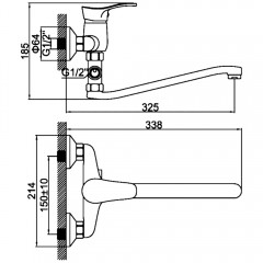 Смеситель для кухни настенный Ledeme H14 L4614-B
