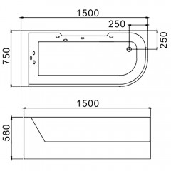 Ванна акриловая WeltWasser Alster 150x75 WT R