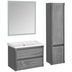 Тумба с раковиной ASB-Woodline Лорена 80 grigio массив ясеня