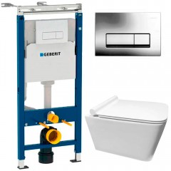 Инсталляция Geberit Duofix 458.125.21.1 + унитаз Cerutti Maiella aria B-2370-3 безободковый с сиденьем