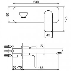 Смеситель для раковины встраиваемый Gappo Noar G1048-22