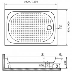 Поддон акриловый RGW Acryl LUX/TN 120x90 16180292-21
