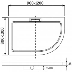 Поддон из литьевого мрамора RGW Marble GWS-41L 100x90 03150490-01L