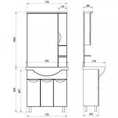 Тумба с раковиной ASB-Mebel Мессина 80/3