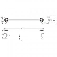 Полотенцедержатель двойной Rose RG1027Q