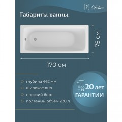 Ванна чугунная Delice France Biove 170x75 DLR220509