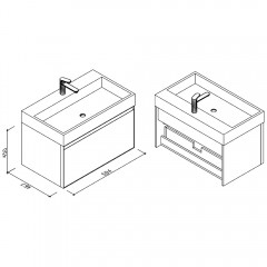 Тумба с раковиной AltroBagno Abruzzi 600 pietra