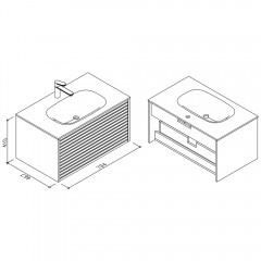Тумба с раковиной AltroBagno Trento 800 black