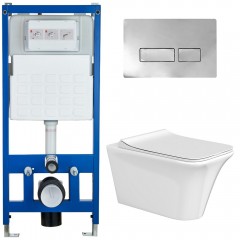 Инсталляция Cerutti CR555 + кнопка смыва CR02CH + унитаз Nivolet CT9034 безободковый с сиденьем
