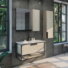 Тумба с раковиной Comforty Бонн 90 дуб дымчатый/чёрный