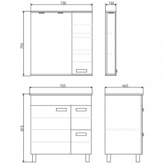 Тумба с раковиной Comforty Модена М-75 белый матовый