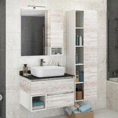 Тумба с раковиной Comforty Прага 75 дуб белый (раковина T-Y9378)