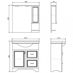 Тумба с раковиной Comforty Севилья 85 слоновая кость