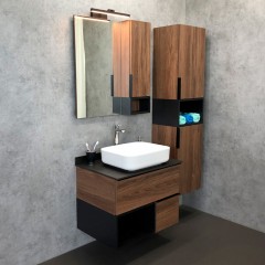 Зеркало-шкаф Comforty Штутгарт 75 дуб тёмно-коричневый