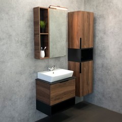 Тумба с раковиной Comforty Штутгарт 60 дуб тёмно-коричневый (раковина 9055RA-50)