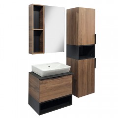 Тумба с раковиной Comforty Штутгарт 60 дуб тёмно-коричневый (раковина 9055RA-50)
