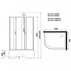 Душевая кабина Niagara Classic NG-2510-14RBKTG