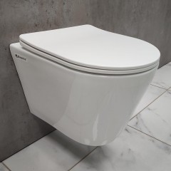 Инсталляция Geberit 111.153.00.1 + кнопка смыва Delta21 115.125.11.1 + унитаз Bloomix Roland 1201 безободковый с сиденьем