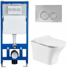 Инсталляция Cerutti CR555 + кнопка смыва CR05CH + унитаз Vettore Aria CT7190 безободковый с сиденьем