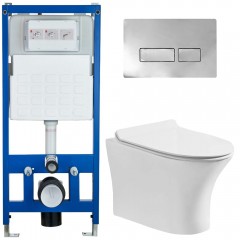 Инсталляция Cerutti CR555 + кнопка смыва CR02CH + унитаз Bernina Aria CT7191 безободковый с сиденьем