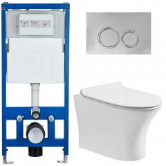 Инсталляция Cerutti CR555 + кнопка смыва CR05CH + унитаз Bernina Aria CT7191 безободковый с сиденьем