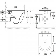Инсталляция Cerutti CR555 + кнопка смыва CR05BK + унитаз Ticino Aria CT8911 безободковый с сиденьем