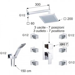 Душевая система встраиваемая Remer Qubika Q937S02